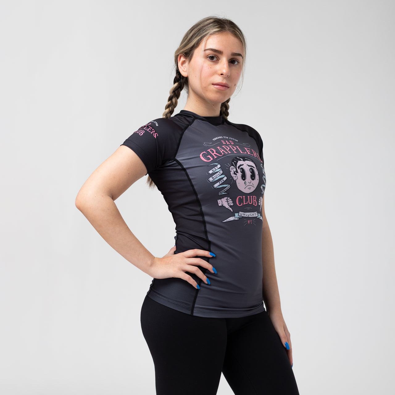 93brand Bad Grapplers Women's Short Sleeve Rash Guard - Black
