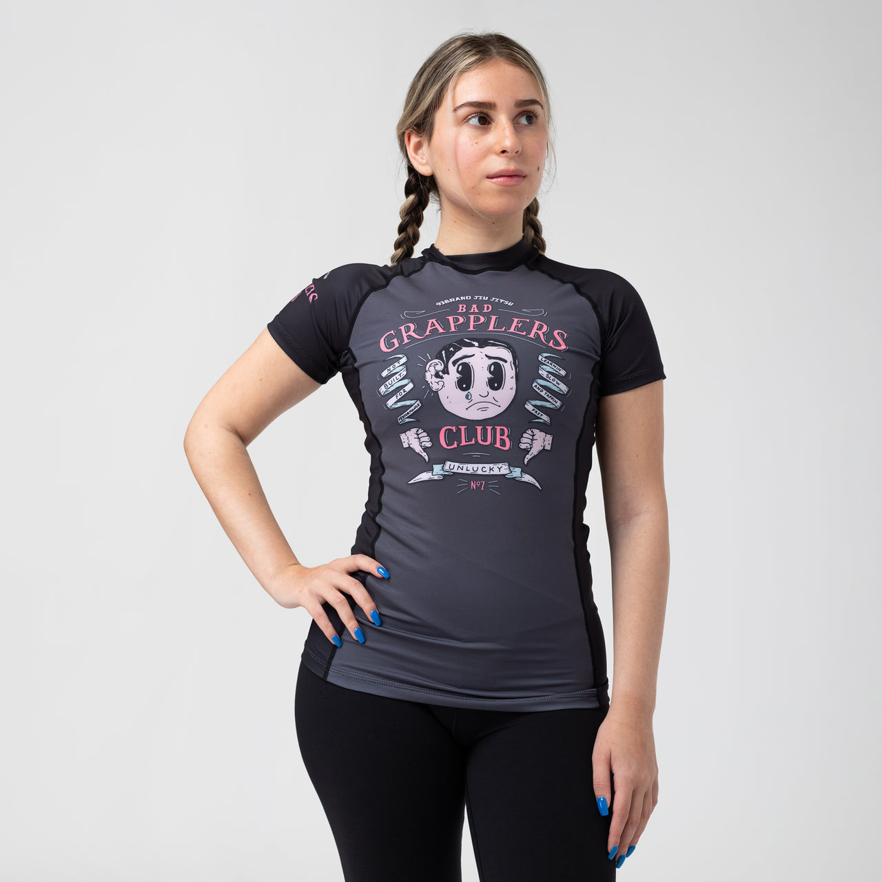 93brand Bad Grapplers Women's Short Sleeve Rash Guard - Black