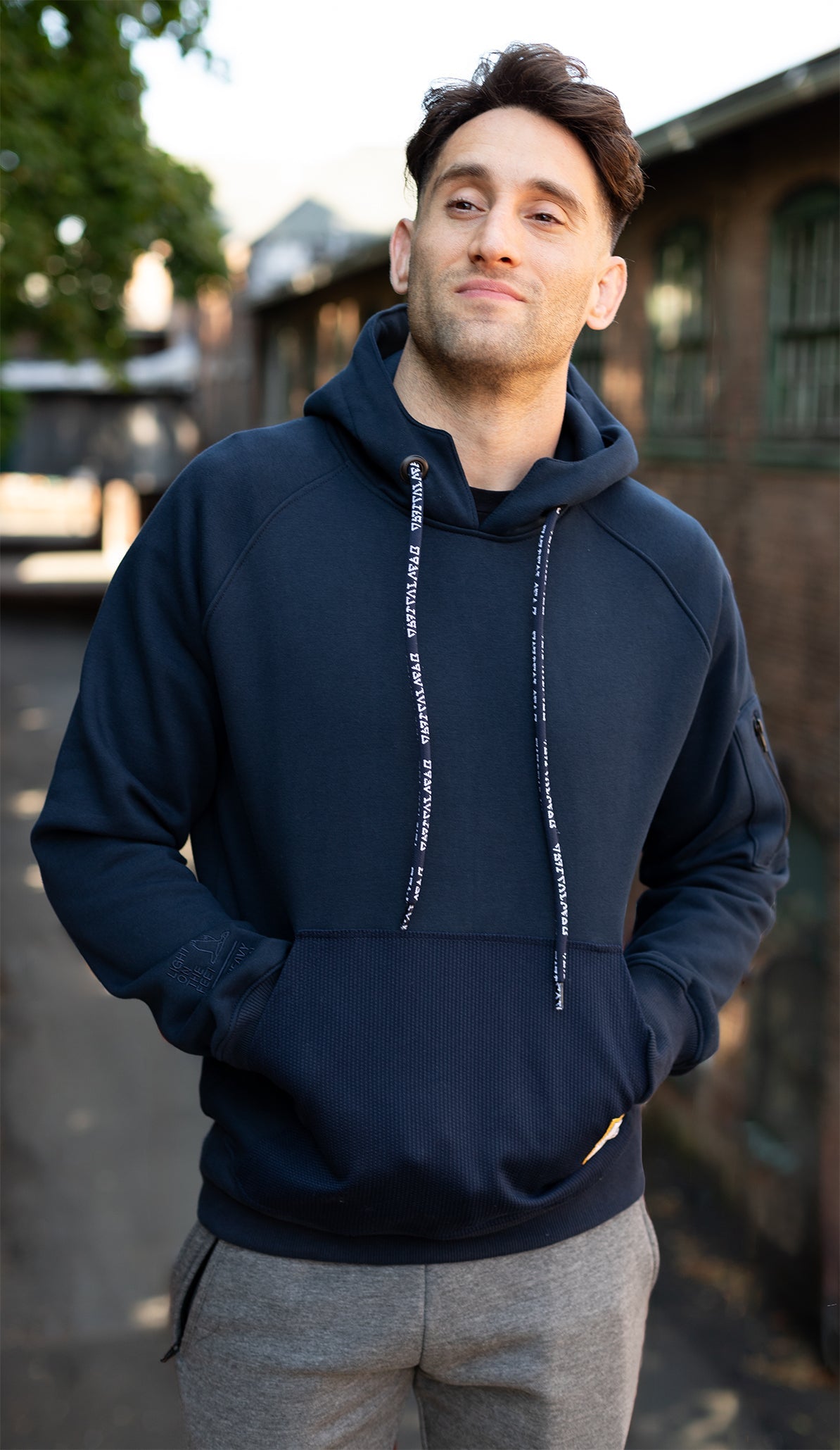 93brand Hybrid Hoodie (Pearl Weave Integrated) - Navy