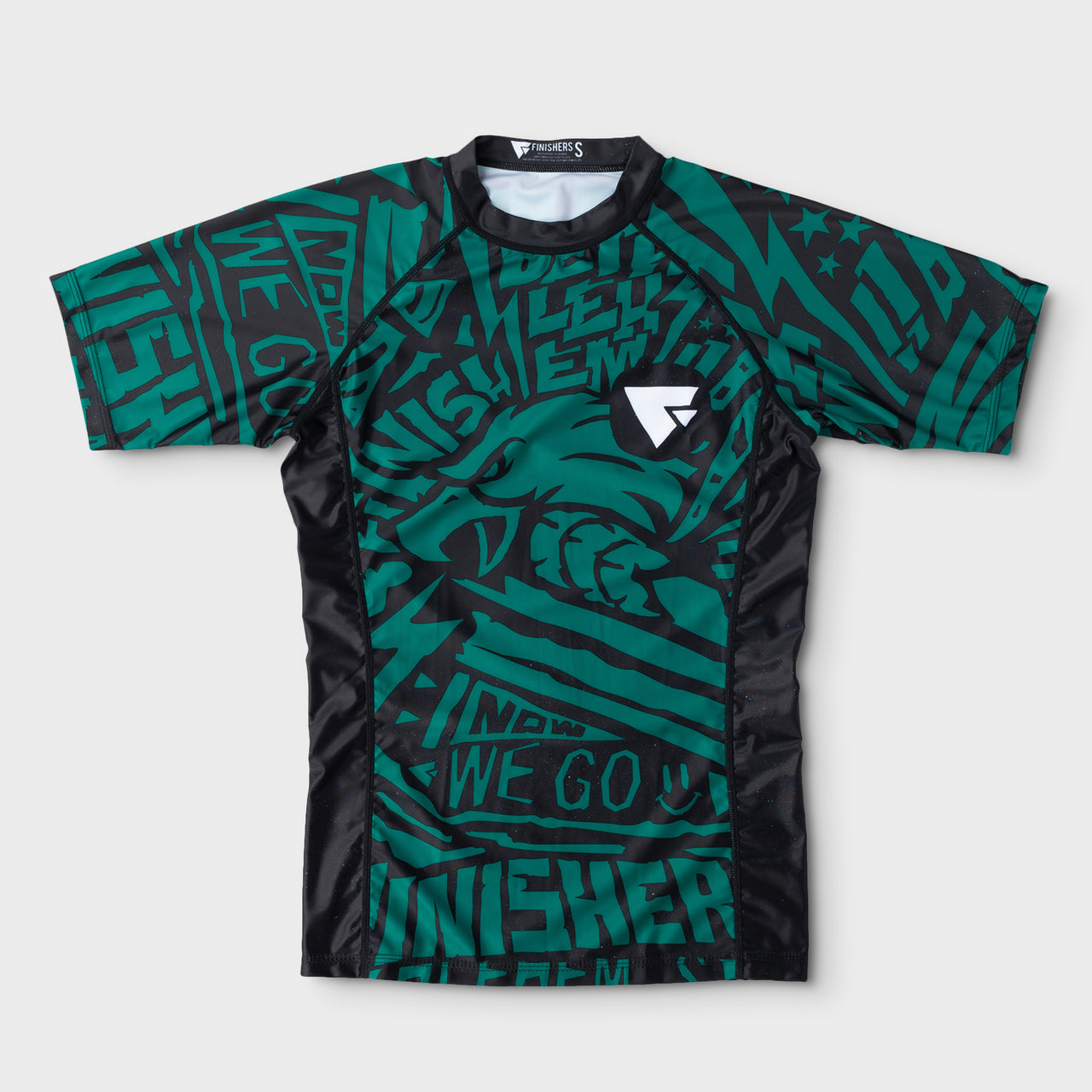 Finishers Green Raptor Short Sleeve Rash Guard