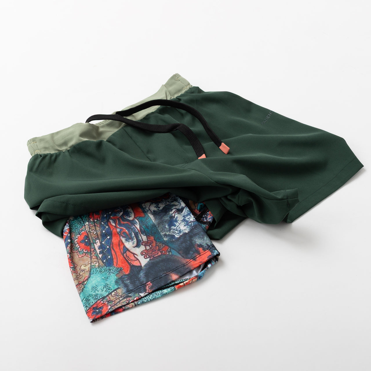 Kitsune "Red Skies" Compression-Lined Shorts - Olive Green
