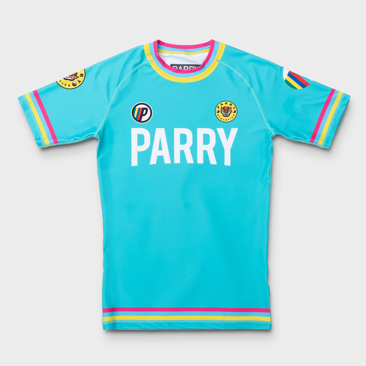 PARRY "Tiger" Turquoise Short Sleeve Rash Guard