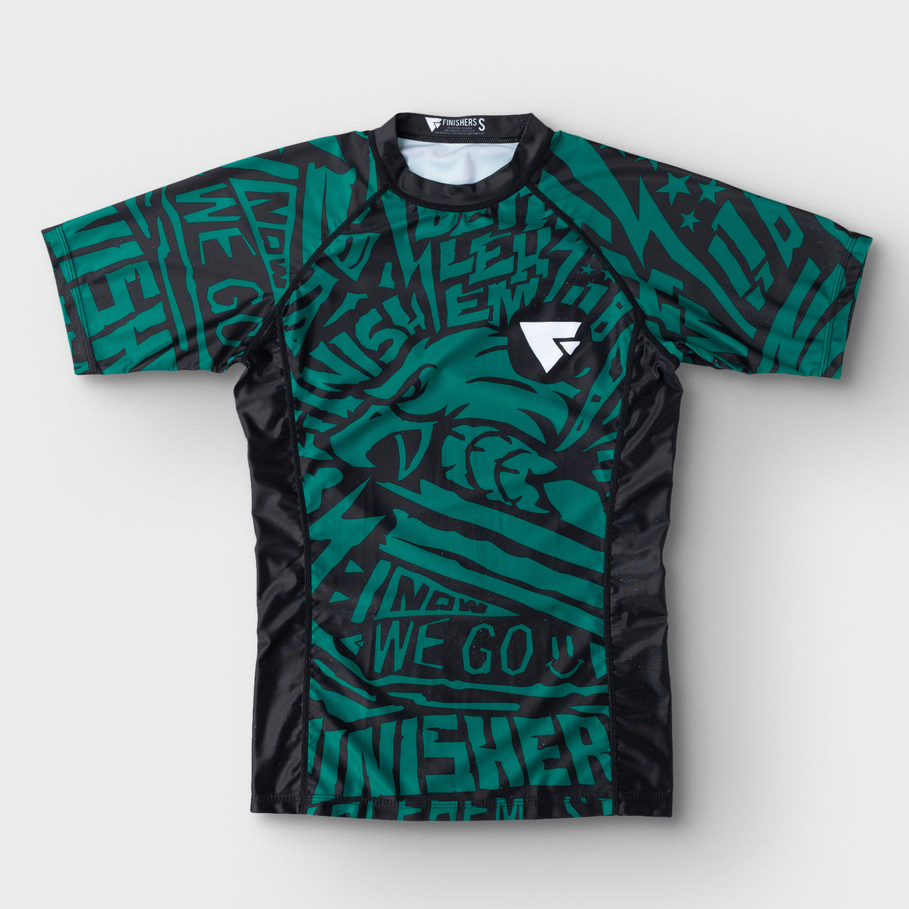 Finishers Green Raptor Short Sleeve Rash Guard