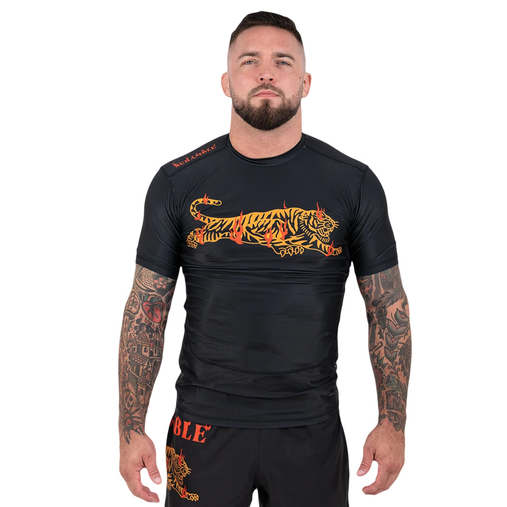 Scamble Burning Tiger Rash Guard Mens