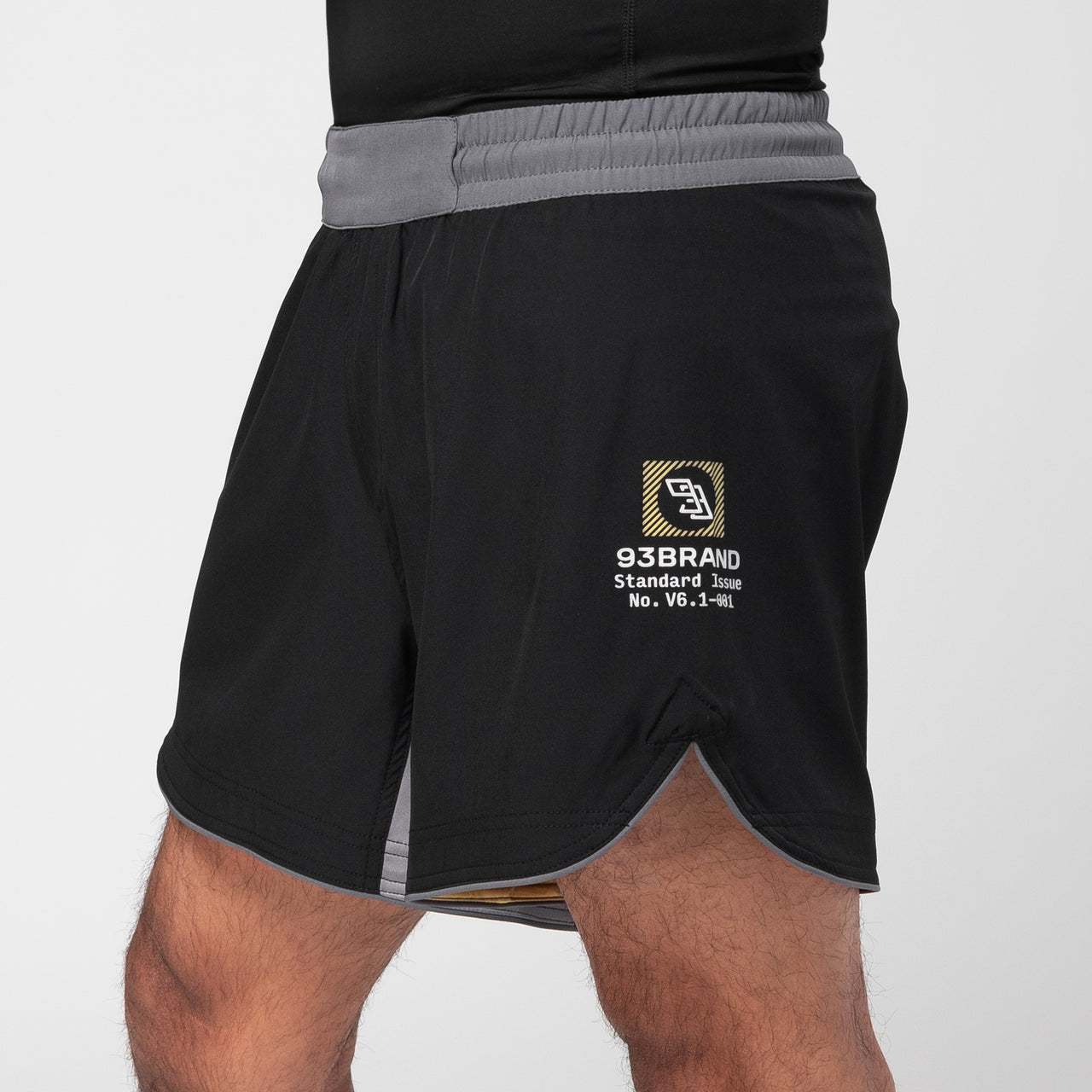 93brand Standard Issue Grappling Shorts 2PACK (Shorter Length) - Black/Yellow & Grey/Red