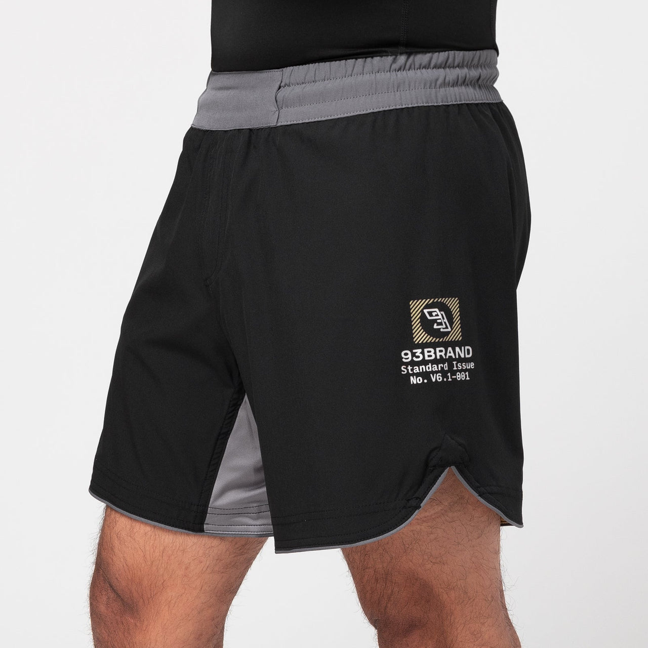 93brand Standard Issue Grappling Shorts 2PACK - Black/Yellow & Grey/Red (5" and 6" inseam)