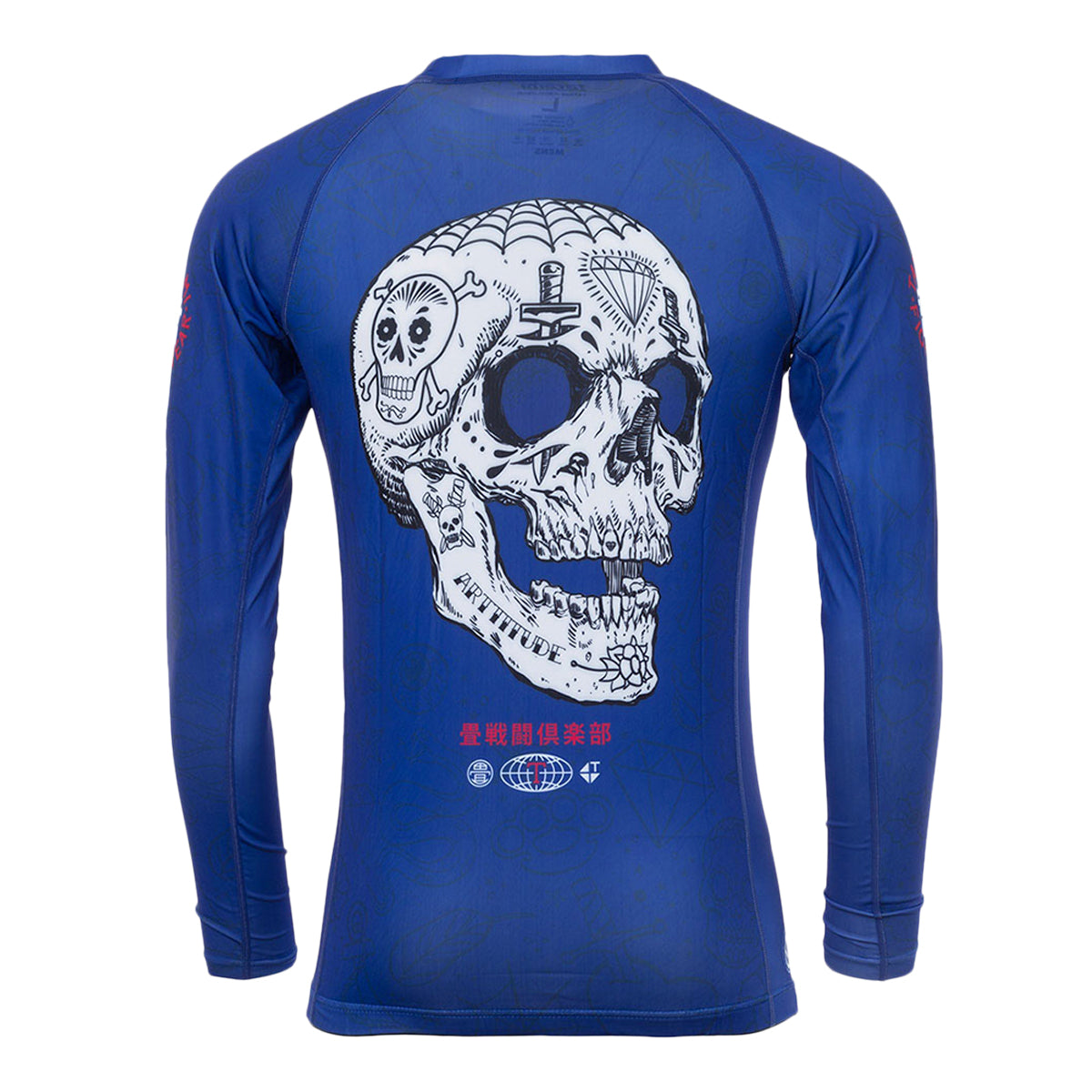 Tatami Sugar Skull Long Sleeve Rash Guard - Blue