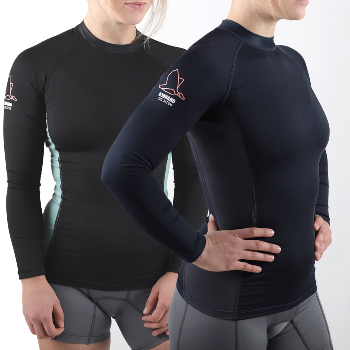 93brand Standard Issue Women's L/S Rash Guard 2-PACK (Vintage Blue, Deep Green)