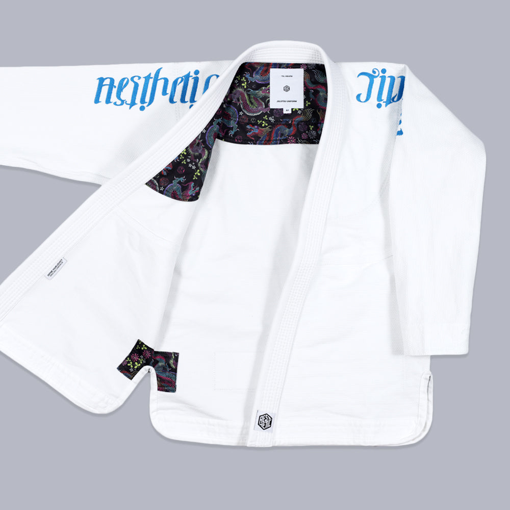 Aesthetic "Floral Dragon" BJJ Gi - White