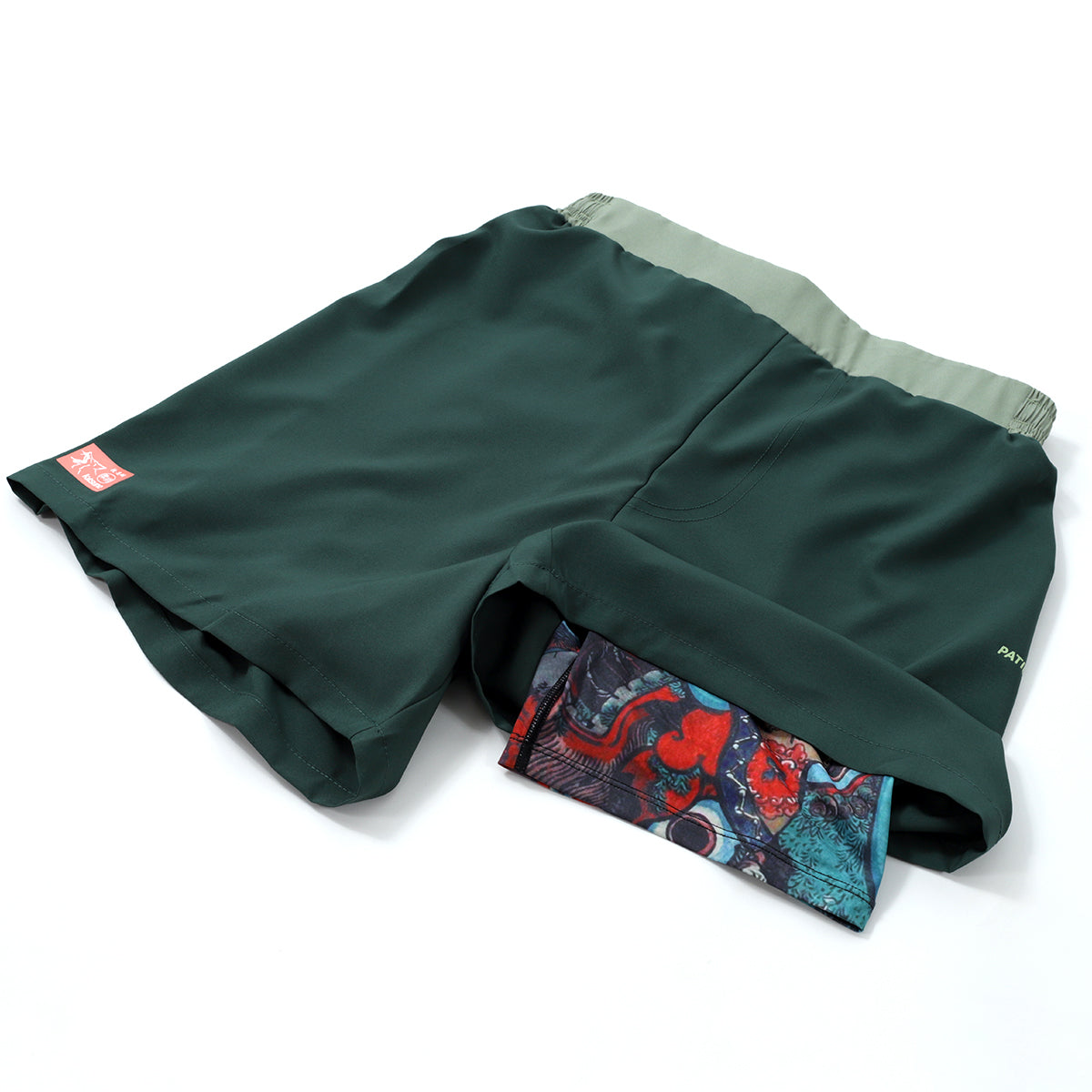 Kitsune "Red Skies" Compression-Lined Shorts - Olive Green