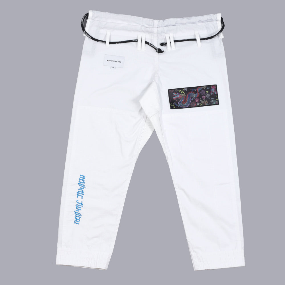 Aesthetic "Floral Dragon" BJJ Gi - White