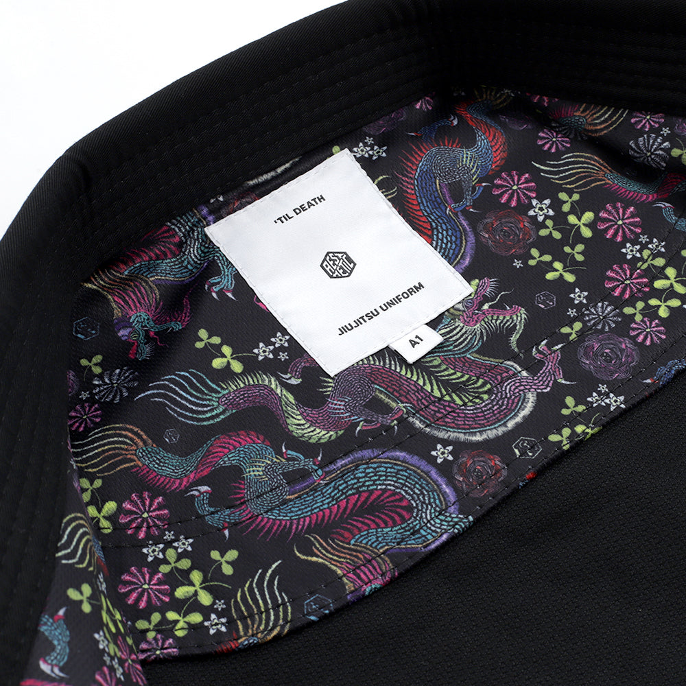 Aesthetic "Floral Dragon" BJJ Gi - Black