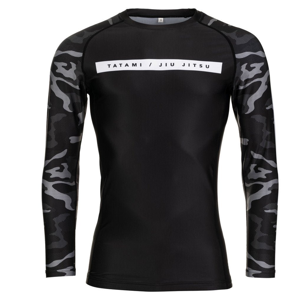 Tatami Rival Men's Long Sleeve Rash Guard - Black & Camo