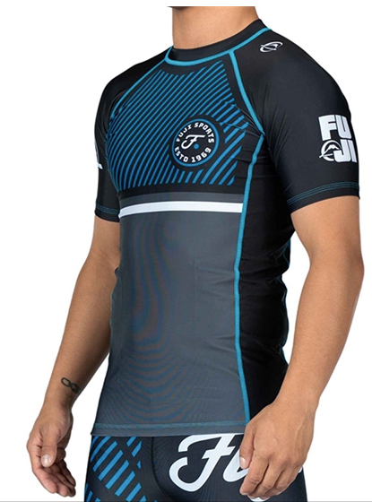 Fuji Script Short Sleeve Rash Guard - Black/Blue