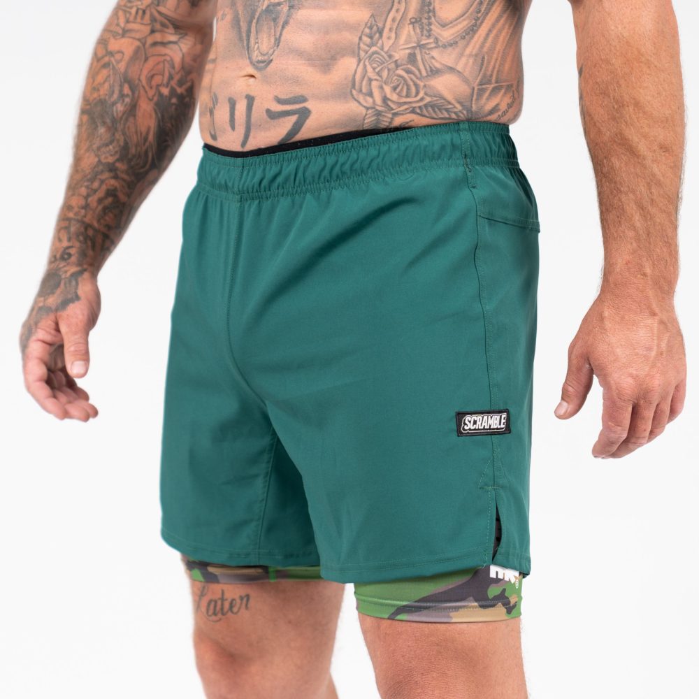 Scramble Combination Shorts - Green/Woodland Camo