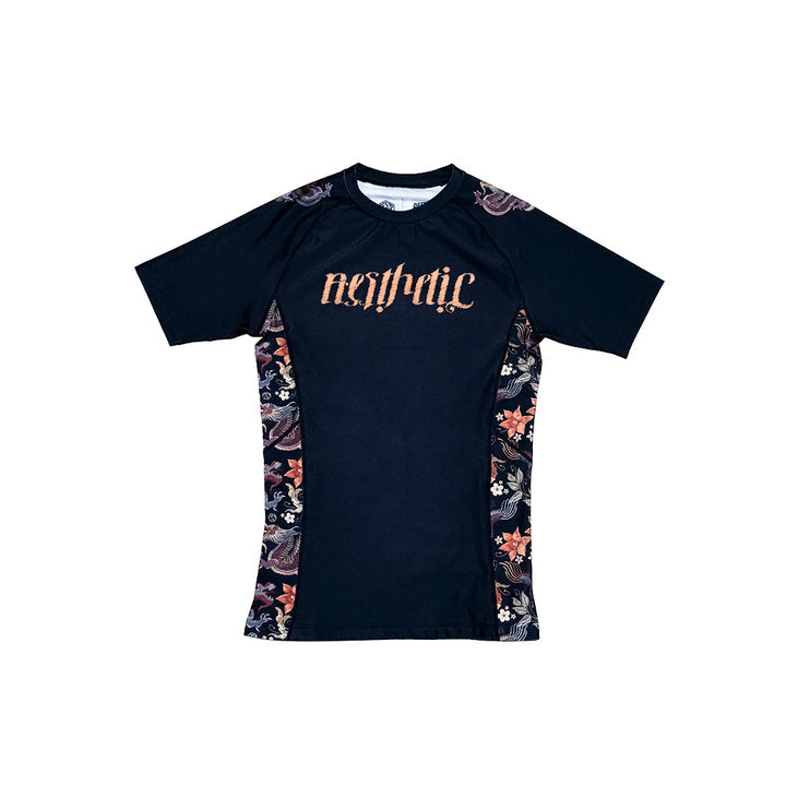 Aesthetic "Floral Dragon" Short Sleeve Rash Guard